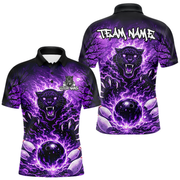 Maxcorners Custom Panther Bowling Shirt for Men Bowling Team Jersey Bowling Outfit Polo & Quarter-Zip