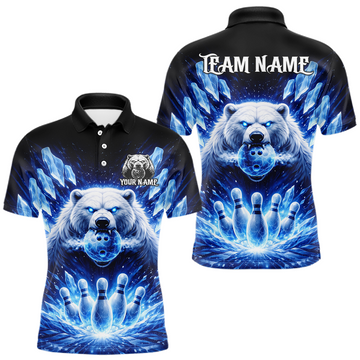 Maxcorners Custom Polar Beer Bowling Shirt for Men Ice Bowling Jersey Polo & 1/4-Zip Bowling Uniform for Team LM0404
