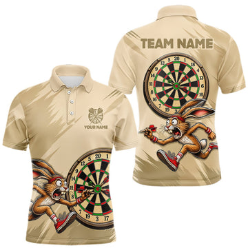 Maxcorners Custom Funny Rabbit Dart Shirts Dart League Jersey for Men Dartboard Shirt Polo & Quarter-Zip LM0409