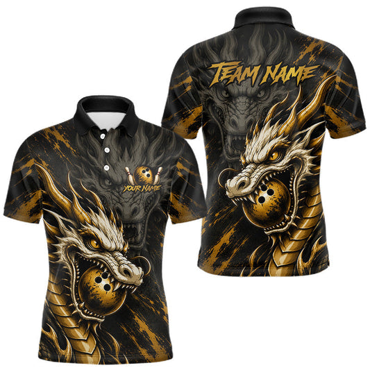 Maxcorners Custom Golden Dragon Bowling Team Jersey for Men, Bowling League Shirt