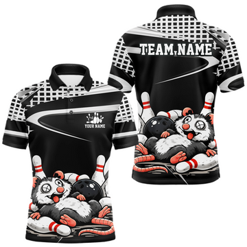 Maxcorners Personalized Funny Opossum Bowling Shirt Bowling Jersey for Men Bowling Polo & Quarter-Zip