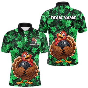 Maxcorners Custom Thanksgiving Bowling Shirt for Men Funny Turkey Bowling Jersey Bowling Gift
