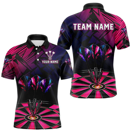 Maxcorners Personalized Pink Dart Shirt for Men Team Dart Jersey Dartboard Shirt Polo & Quarter-Zip LM1903