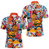 Maxcorners Custom Graffiti Funny Fast Food Bowling Shirt Bowling Team Jersey for Men Bowling Outfit LM3010