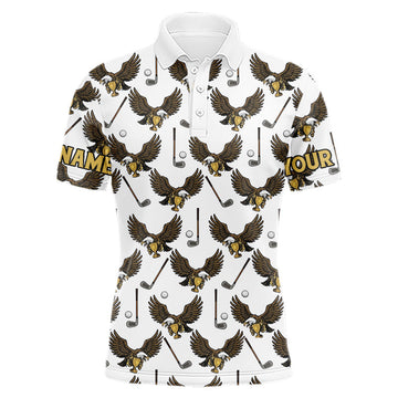 Maxcorners Golf Polo Shirts, Eagle Mens Golf Polo Shirts Custom Name White Golf Shirts For Men, Golf Gifts