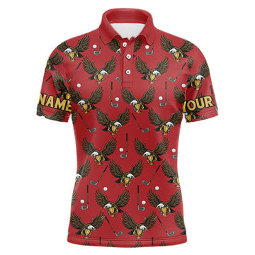 Maxcorners Golf Polo Shirts, Eagle Mens Golf Polo Shirts Custom Name Red Golf Shirts For Men, Golf Gifts