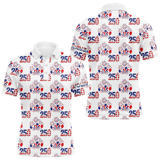 Maxcorners USA 250th Anniversary Mens Golf Polo Shirt Custom Golf Pattern Team Patriotic American Golf Tops