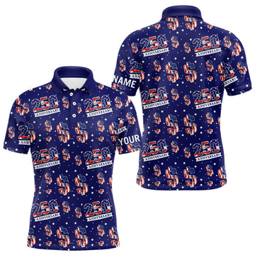 Maxcorners USA 250th Anniversary Mens Golf Polo Shirt Custom Patriotic American Flag Independence Team Golf Tops