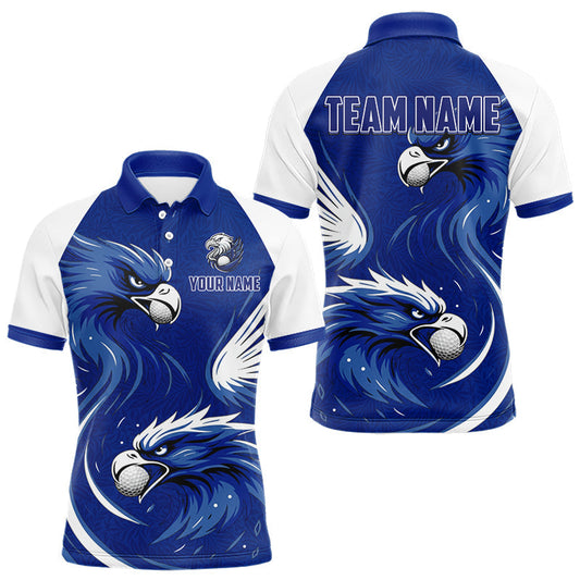 Maxcorners Mens Golf Polo Shirt Custom Blue Eagle Golf Shirts Personalized Golf Clubs For Team Golf Top