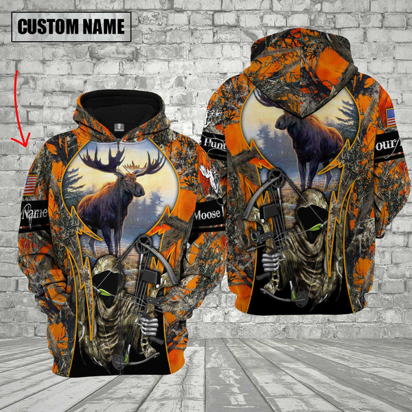 Maxcorners Custom Name Moose Hunting Shirt 3D All Over Printed Clothes