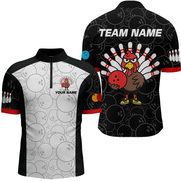 Maxcorners Funny Turkey Bowling Shirts for Women Men Team Bowling Jerseys for Thanksgiving LM0910