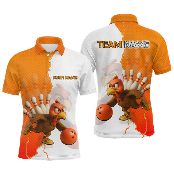 Maxcorners Custom Turkey Bowling Shirts for Women Men Team Orange Bowling Jerseys Thanksgiving LM0910