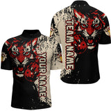 Maxcorners Black&Red Tiger Bowling Shirts for Team Women Men Custom Bowling Polo & 1/4 Zip Shirt LM2110