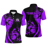 Maxcorners Purple Wolf Bowling Shirts for Team Men Women Custom Wolf Bowling Jerseys for Couples LM3010