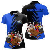 Maxcorners Blue Turkey Bowling Shirts for Women Men Team Custom Bowling Jerseys Thanksgiving LM0910