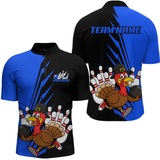 Maxcorners Blue Turkey Bowling Shirts for Women Men Team Custom Bowling Jerseys Thanksgiving LM0910