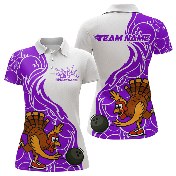 Maxcorners Custom Purple Turkey Bowling Shirts for Women Men Team Bowling Jerseys Thanksgiving LM0910