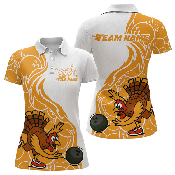 Maxcorners Custom Yellow Turkey Bowling Shirts for Women Men Team Bowling Jerseys Thanksgiving LM0910