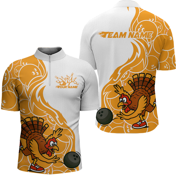 Maxcorners Custom Yellow Turkey Bowling Shirts for Women Men Team Bowling Jerseys Thanksgiving LM0910
