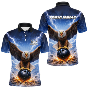Maxcorners Personalized Thunder Lightning Eagle Bowling Jersey for Men Bowling Team Shirts Bowling League