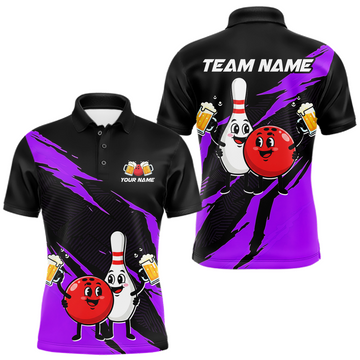 Maxcorners Purple Funny Beer Bowling Shirts Beer Bowling Jersey Team Women Men Bowl League