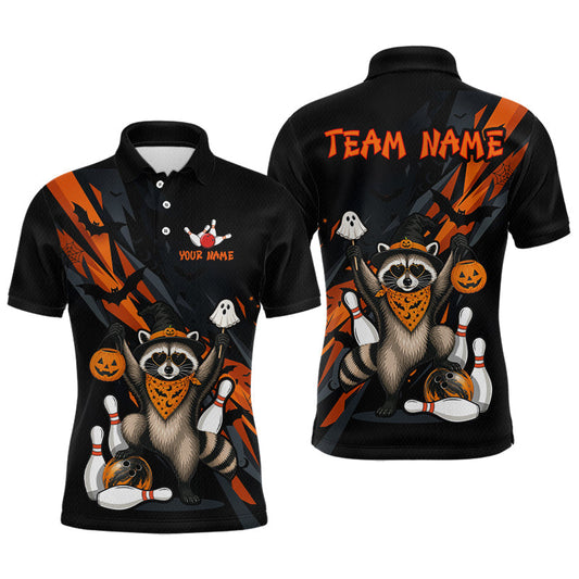 Maxcorners Custom Funny Raccoon Halloween Bowling Jersey for Men Bowling League Bowling Team Shirts LM0607