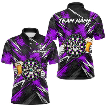 Maxcorners Custom Purple Funny Beer Dart Shirts for Men Dart Team Jerseys Dartboard Outfit Shirt LM0510