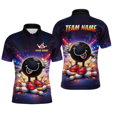 Maxcorners Custom Funny Bowling Jersey for Men Bowling Tournament Polo & 1/4 Zip Bowling Team Shirts
