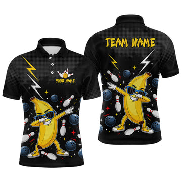 Maxcorners Custom Funny Banana Thunder Bowling Jersey for Men Bowling Team Shirts Polo & 1/4 Zip
