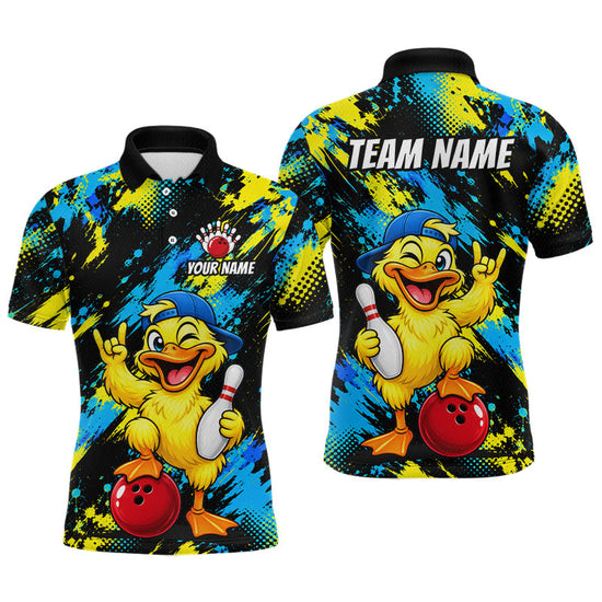 Maxcorners Custom Funny Duck Bowling Shirts for Men Bowling Team Jersey Bowling Uniform for Bowler