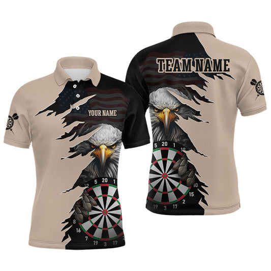 Maxcorners Custom US Flag Eagle Darts Shirt for Men Darts Team Jerseys Polo & 1/4 Zip Dart League LM1406