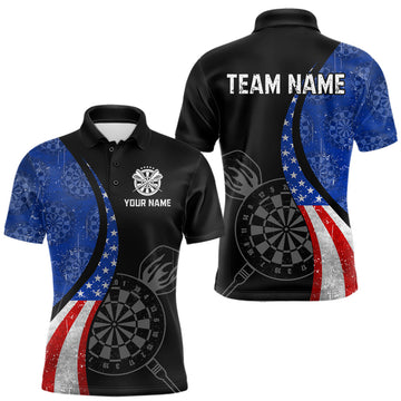 Maxcorners Custom US Flag Dart Shirt For Men, Patriotic Dart Jersey Dart Tourament Retro Darts Board