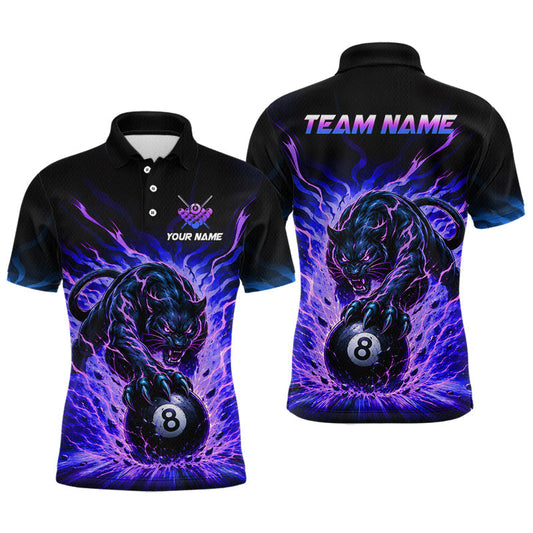 Maxcorners Custom Black Panther 8 Ball Purple Billiard Shirt for Men Billiard Team Jerseys Billiard League