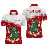Maxcorners Custom Funny Christmas Bowling Jersey for Men Bowling Team Shirt Polo & 1/4 Zip LM1610
