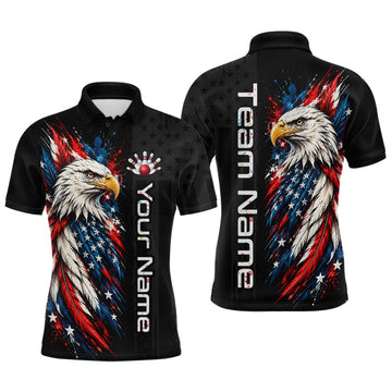 Maxcorners Custom American Eagle Bowling Jerseys for Men Bowling League Patriotic Team Jersey Gift