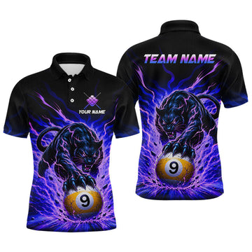 Maxcorners Custom Panther 9 Ball Purple Billiard Shirt for Men Billiard Team Jerseys Billiard League LM2306