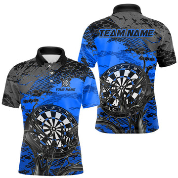 Maxcorners Blue Splatter Dartboard Custom Darts Shirt for Men Darts Team Jerseys Dartboard Shirt