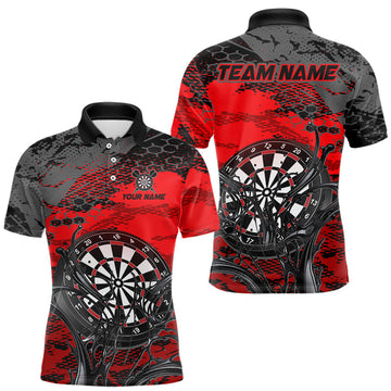Maxcorners Red Splatter Dartboard Custom Darts Shirt for Men Darts Team Jerseys Dartboard Shirt