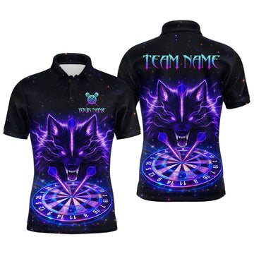 Maxcorners Custom Galaxy Thunder Wolf Darts Board Dart Shirts For Men Darts Team Jerseys Dart League LM2602