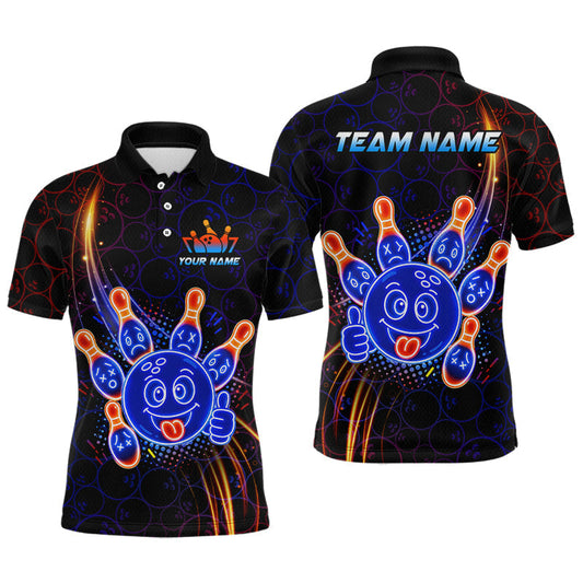 Maxcorners Custom Funny Neon Bowling Shirt for Men Bowling Team Shirts Bowling League Polo & 1/4 Zip LM0106