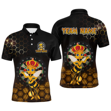 Maxcorners Custom Funny Queen Bee Dart Shirt Dart Team Jersey for Men Dartboard Polo & 1/4 Zip Shirts LM0404
