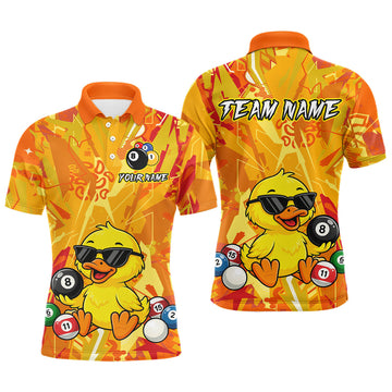 Maxcorners Custom Yellow Duck Funny 8 Ball Pool Shirts Billiard Shirt for Men Billiard Team Jersey League