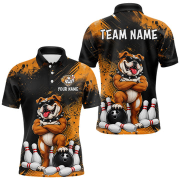 Maxcorners Custom Funny Bulldog Bowling Shirt for Men Bowling Team Jersey for Bowler Bowling League