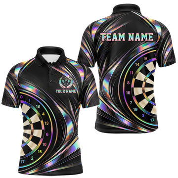 Maxcorners Custom Holograpic Darts Team Jersey Dart Shirts for Men Dart League Shirt Polo & 1/4Zip