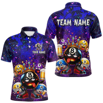 Maxcorners Custom Funny 8 Ball Beer Drunk Billiard Shirts for Men Billiard Team Jerseys Billiard League