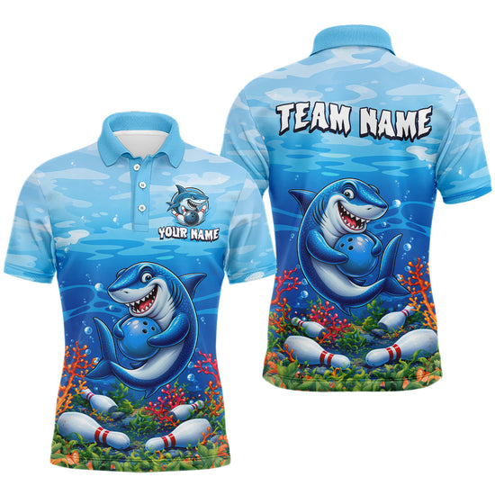 Maxcorners Custom Ocean Funny Shark Bowling Jerseys for Men Bowling Team Jerseys Bowling for Bowlers
