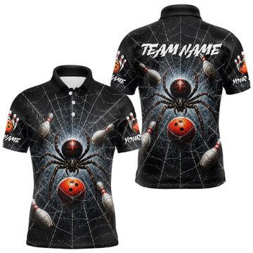 Maxcorners Custom Spider Bowling Team Shirts Bowling Jersey for Men Bowling League Polo &1/4 Zip LM2607