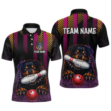 Maxcorners Custom Funny French Bulldog Bowling Jersey for Men Bowling Team Shirts Polo & 1/4 Zip
