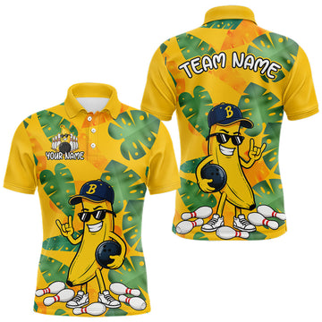 Maxcorners Custom Funny Banana Bowling Shirt for Men Bowling Team Shirts Bowling League