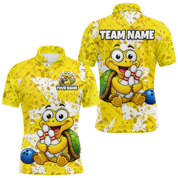 Maxcorners Custom Funny Turtle Bowling Shirt for Men Bowling Team Shirts Bowling League Polo & 1/4 Zip LM0106